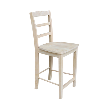 International Concepts Madrid Counter Height Stool, 24" Seat Height, Unfinished S-402